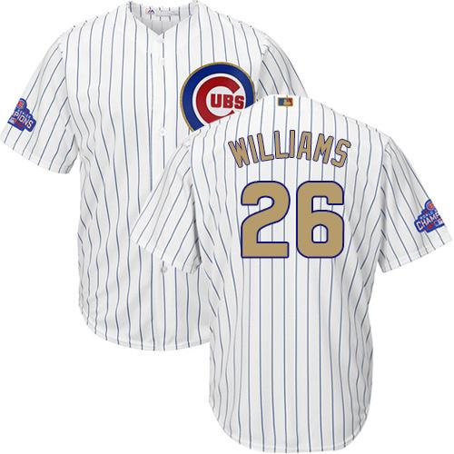 Cubs #26 Billy Williams White(Blue Strip) Gold Program Cool Base Stitched MLB Jersey